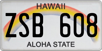 HI license plate ZSB608