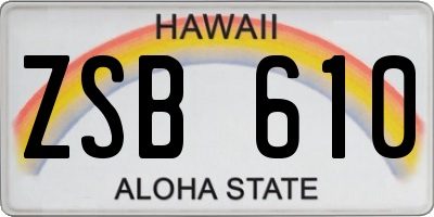 HI license plate ZSB610