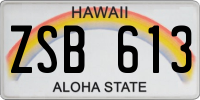 HI license plate ZSB613