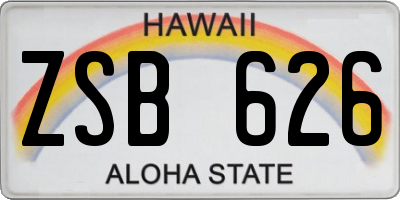 HI license plate ZSB626