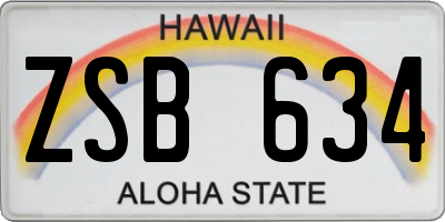 HI license plate ZSB634