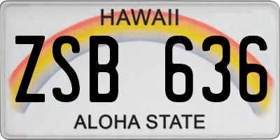 HI license plate ZSB636