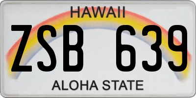 HI license plate ZSB639