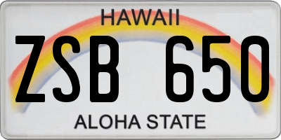 HI license plate ZSB650