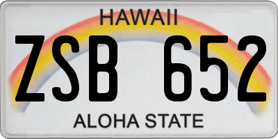 HI license plate ZSB652