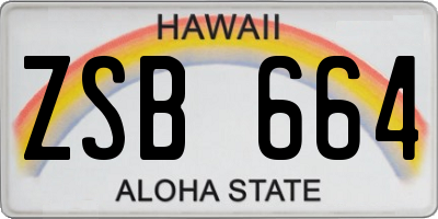 HI license plate ZSB664