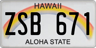 HI license plate ZSB671