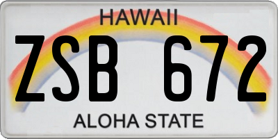 HI license plate ZSB672