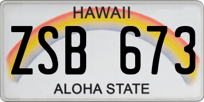 HI license plate ZSB673