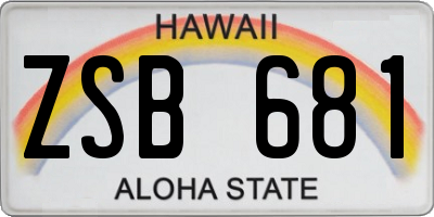 HI license plate ZSB681