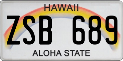 HI license plate ZSB689