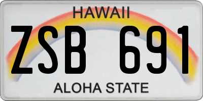 HI license plate ZSB691