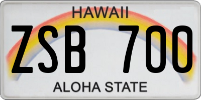 HI license plate ZSB700