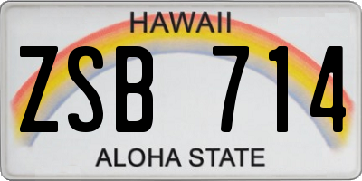 HI license plate ZSB714