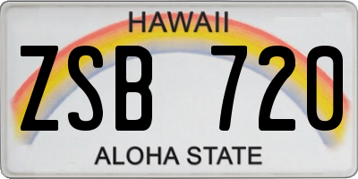 HI license plate ZSB720
