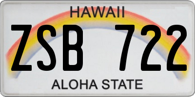 HI license plate ZSB722