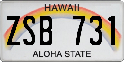 HI license plate ZSB731
