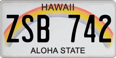 HI license plate ZSB742