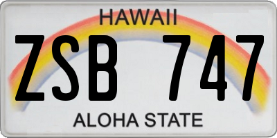 HI license plate ZSB747
