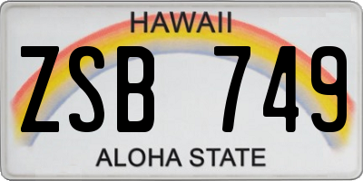 HI license plate ZSB749