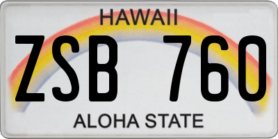 HI license plate ZSB760