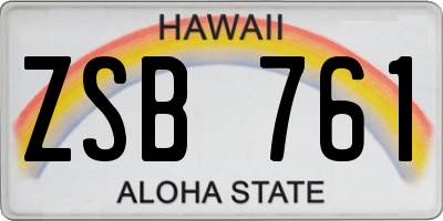 HI license plate ZSB761