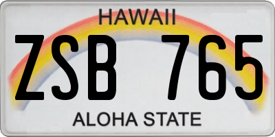 HI license plate ZSB765
