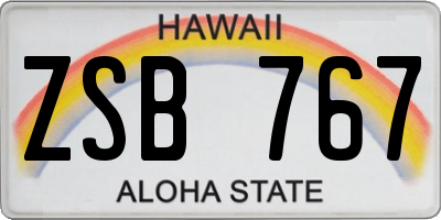 HI license plate ZSB767