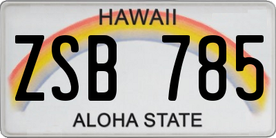 HI license plate ZSB785