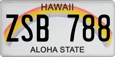 HI license plate ZSB788