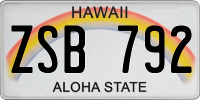 HI license plate ZSB792