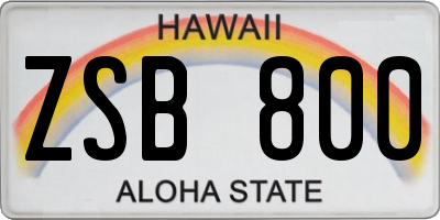 HI license plate ZSB800