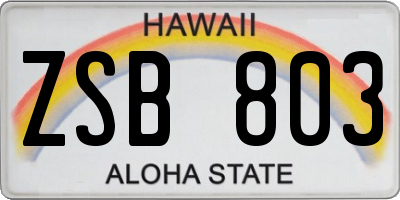 HI license plate ZSB803