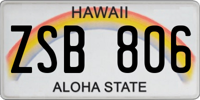 HI license plate ZSB806