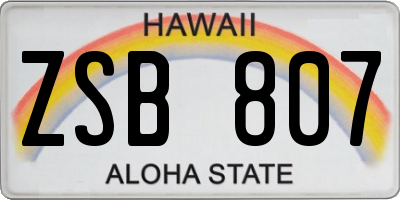 HI license plate ZSB807