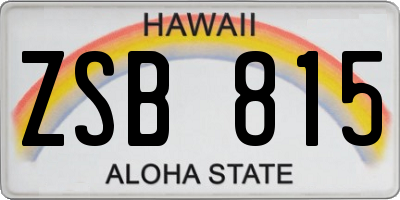 HI license plate ZSB815