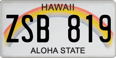 HI license plate ZSB819