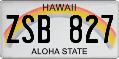 HI license plate ZSB827