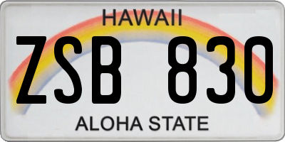 HI license plate ZSB830