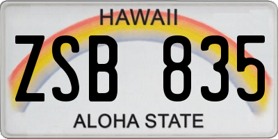 HI license plate ZSB835