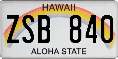 HI license plate ZSB840