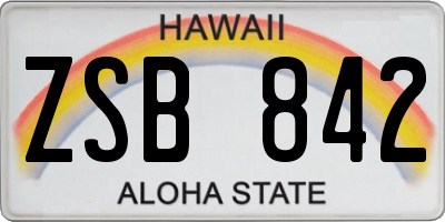 HI license plate ZSB842