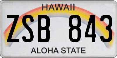HI license plate ZSB843