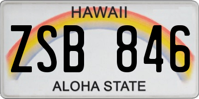 HI license plate ZSB846