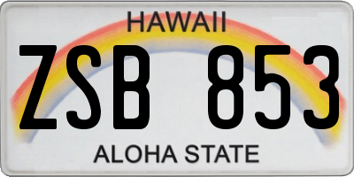 HI license plate ZSB853