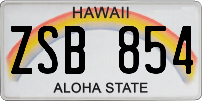 HI license plate ZSB854