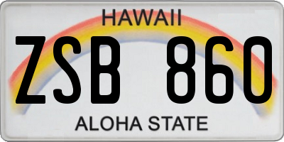 HI license plate ZSB860