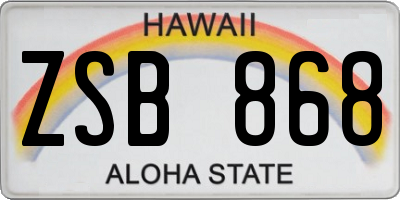 HI license plate ZSB868
