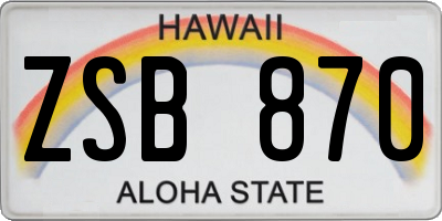 HI license plate ZSB870