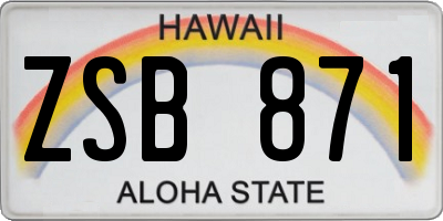 HI license plate ZSB871